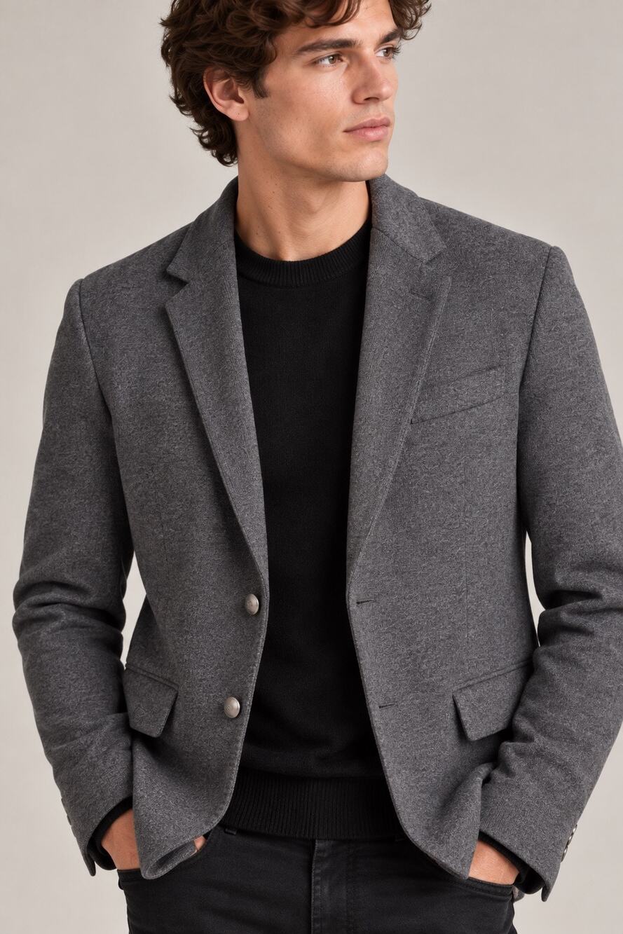 John Varvatos Star USA Luxe Charcoal Wool Blend Knit Blazer Men’s M